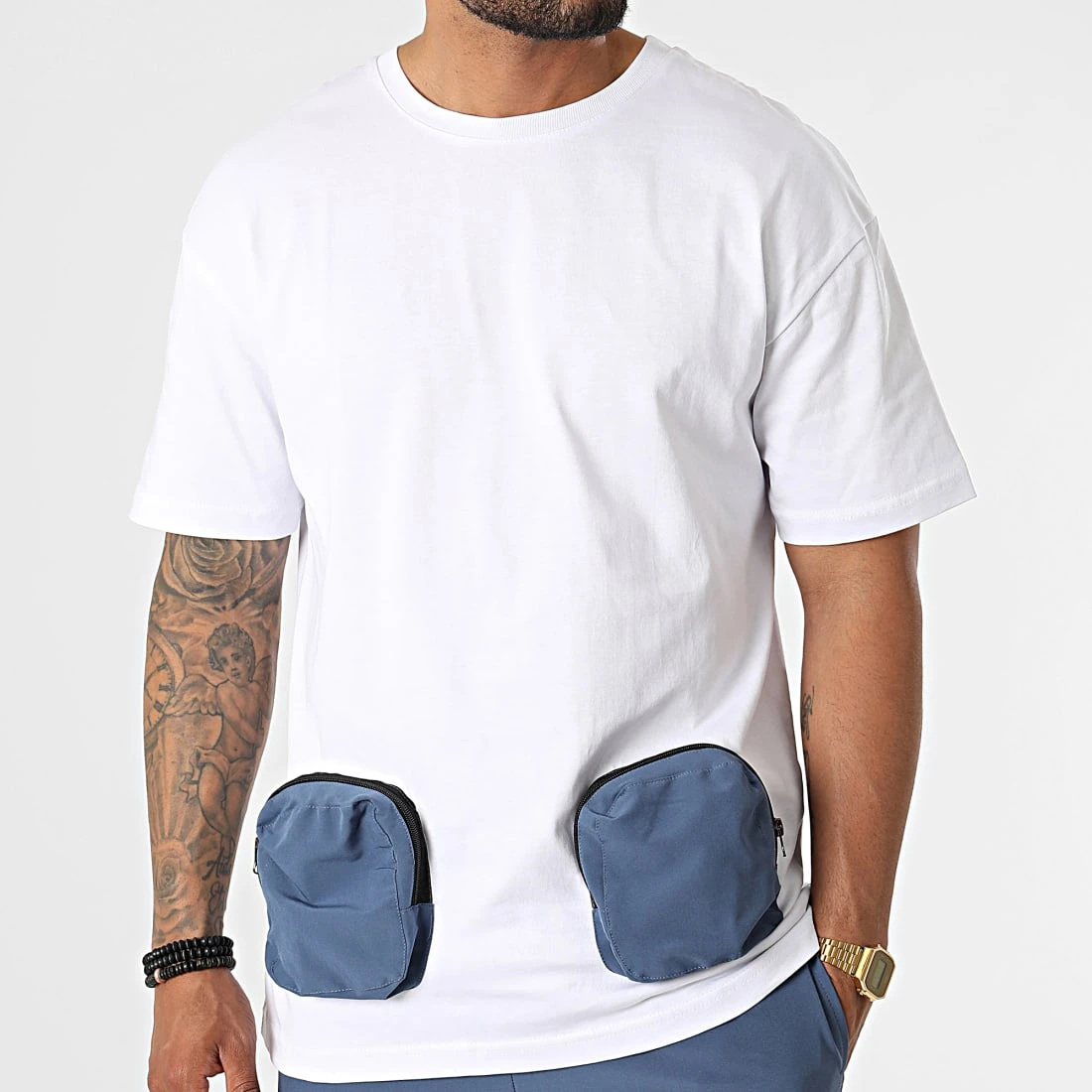 Nouveau ⌛ Ensemble Tee 🎉 Shirt Poche Et Pantalon Jogging F22-910T Blanc Bleu de Classic Series ✔️ 5 Nouveau ⌛ Ensemble Tee 🎉 Shirt Poche Et Pantalon Jogging F22-910T Blanc Bleu de Classic Series ✔️ – Image 3