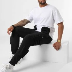 De gros ✨ Ensemble Tee Shirt Poche Et Pantalon Jogging F22-910T Noir Blanc de Classic Series ✨