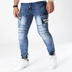 Coupon ✨ Jogger Pant Jean Slim E9628 Bleu Denim de Classic Series 😉