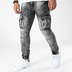 Offres ✔️ Pantalon Cargo Jean Slim E9688 Gris de Classic Series ❤️