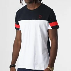 Promo 🔔 Tee Shirt 3905 Blanc Bleu Marine de Classic Series 🎁 -Classic Series Soldes classic series 325782 3905 NAVY BLANC 20220701T150230 03