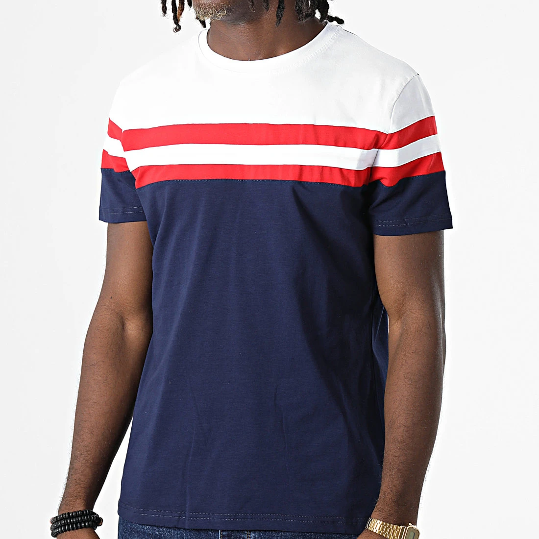 Nouveau ✨ Tee 🧨 Shirt Tricolore 4058 Bleu Marine Blanc Rouge de Classic Series ⌛ 5 Nouveau ✨ Tee 🧨 Shirt Tricolore 4058 Bleu Marine Blanc Rouge de Classic Series ⌛ – Image 3