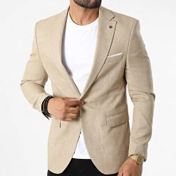 Promo 😍 Veste Blazer X-6019 Beige de Classic Series 👍 -Classic Series Soldes classic series 325887 X 6019 BEIGE 20220630T142252 03