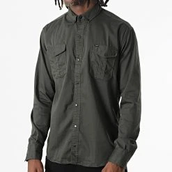 Promo ⌛ Chemise Manches Longues W-323 Vert Foncé de Classic Series 😀 -Classic Series Soldes classic series 325974 W 323 KAKI 20220701T152255 03