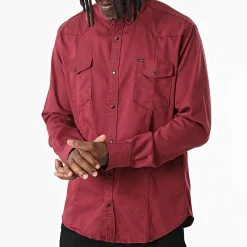 Meilleure vente ✨ Chemise Manches Longues Col Mao W-324 Bordeaux de Classic Series 🤩