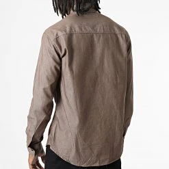 Le moins cher 🧨 Chemise Manches Longues Col Mao W-324 Marron Foncé de Classic Series 😍 -Classic Series Soldes classic series 326013 W 324 MARRON 20220701T152154 04