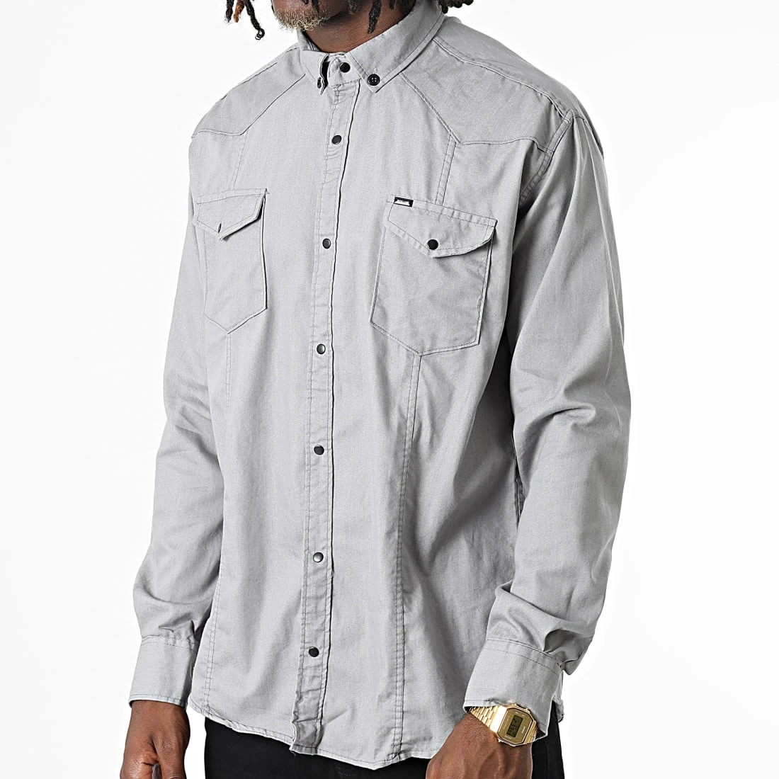 Vente flash 🧨 Chemise Manches Longues Col Mao W-324 Gris de Classic Series ✔️ 3 Vente flash 🧨 Chemise Manches Longues Col Mao W-324 Gris de Classic Series ✔️