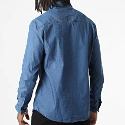 Acheter ❤️ Chemise Jean Manches Longues Col Mao W-324 Bleu Denim de Classic Series 👏 -Classic Series Soldes classic series 326024 W 324 BLUE JEANS 20220701T150550 04