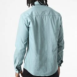 De gros ❤️ Chemise Manches Longues Col Mao W-324 Bleu Vert Clair de Classic Series 🎁 -Classic Series Soldes classic series 326029 W 324 VERT DEAU 20220701T150423 04