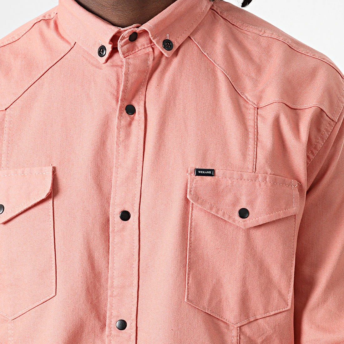 Sortie 🛒 Chemise Manches Longues Col Mao W-324 Rose de Classic Series 😍 4 Sortie 🛒 Chemise Manches Longues Col Mao W-324 Rose de Classic Series 😍 – Image 2