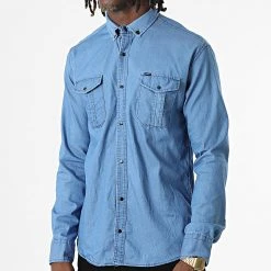 Grosses soldes 👍 Chemise Jean Manches Longues W-323 Bleu Denim Clair de Classic Series ✨ -Classic Series Soldes classic series 326058 W 323 BLUE JEANS CLAIR 20220701T150532 03