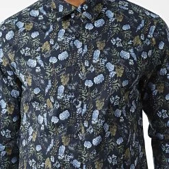 Offres ✔️ Chemise Manches Longues 7711 Bleu Marine Floral de Classic Series 🌟 -Classic Series Soldes classic series 328434 7711SOS BLUE 20220720T152132 02