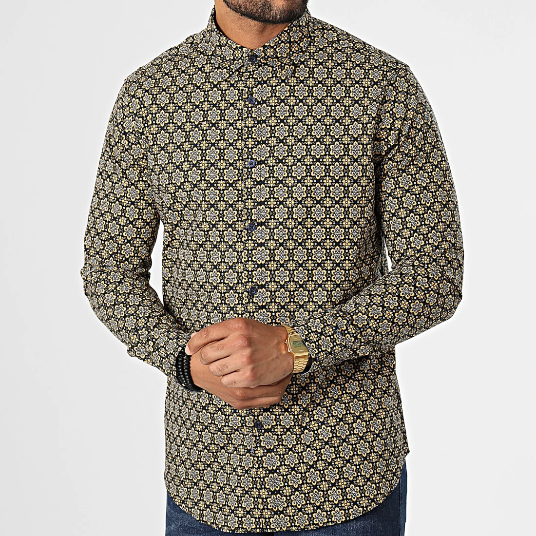 De gros 😍 Chemise Manches Longues 7716 Noir Jaune de Classic Series 🤩 5 De gros 😍 Chemise Manches Longues 7716 Noir Jaune de Classic Series 🤩 – Image 3