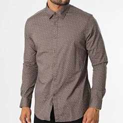 Sortie ❤️ Chemise Manches Longues 7717 Marron de Classic Series ✨