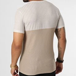 Budget ⌛ Tee Shirt A Rayures LM479 Beige de Classic Series ⭐ -Classic Series Soldes classic series 329435 LM479 BEJ 20220728T144348 04