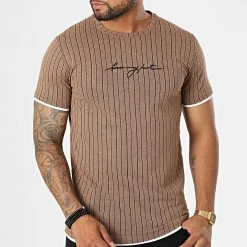 De gros 🤩 Tee ✨ Shirt A Rayures LM278 Camel de Classic Series ⭐ -Classic Series Soldes classic series 329436 LM278 TABAC 20220728T144327 03