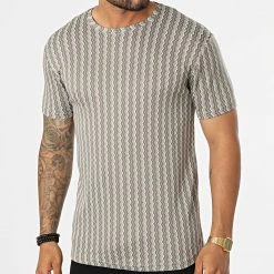 Vente flash 🛒 Tee Shirt LM461 Taupe Blanc de Classic Series 🔥