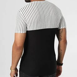 Remise 🛒 Tee 🤩 Shirt A Rayures LM479 Blanc Noir de Classic Series ❤️ -Classic Series Soldes classic series 329591 LM479 SIYAH 20220728T152928 04