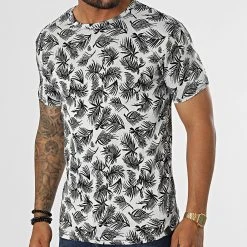 Bon marché 🛒 Tee 🎉 Shirt LM458 Blanc Noir Floral de Classic Series ✨