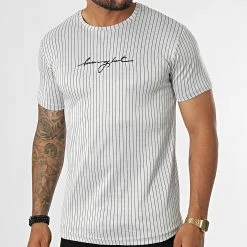 Acheter ❤️ Tee 😀 Shirt A Rayures LM463 Gris de Classic Series 🔥