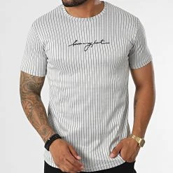 Acheter ❤️ Tee 😀 Shirt A Rayures LM463 Gris de Classic Series 🔥 -Classic Series Soldes classic series 329613 LM463 GRI 20220728T144622 03