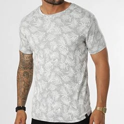 Top 10 🌟 Tee Shirt LM458 Gris Blanc Floral de Classic Series 🛒