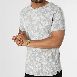 Top 10 🌟 Tee Shirt LM458 Gris Blanc Floral de Classic Series 🛒 -Classic Series Soldes classic series 329625 LM458 GRI 20220728T144518 03
