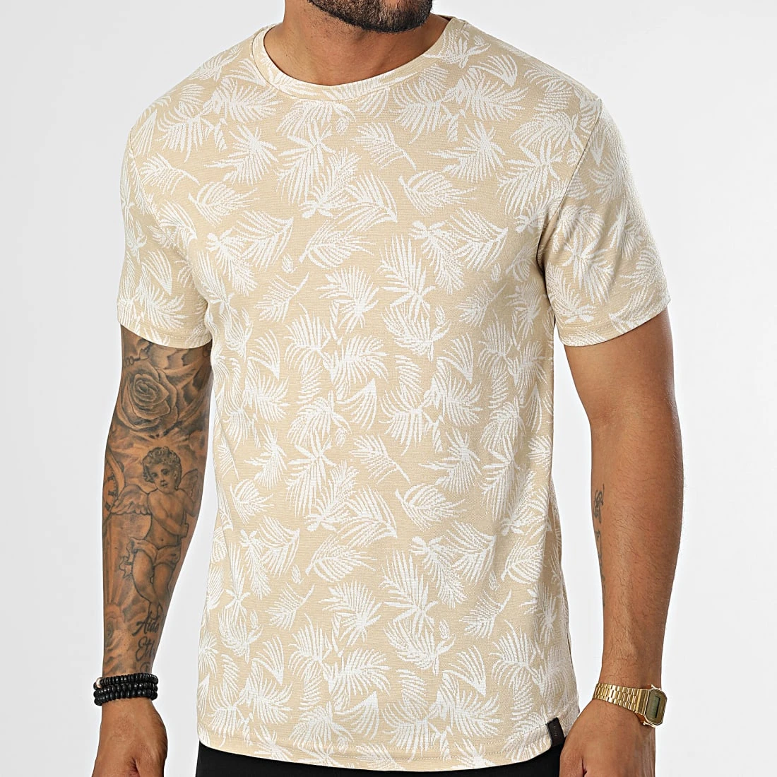 Vente flash ⭐ Tee 🧨 Shirt LM458 Beige Blanc Floral de Classic Series ❤️ 3 Vente flash ⭐ Tee 🧨 Shirt LM458 Beige Blanc Floral de Classic Series ❤️