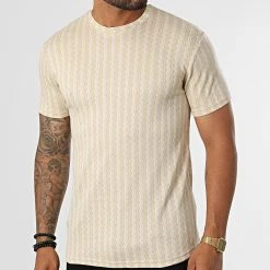 Promo ⌛ Tee 😉 Shirt LM461 Beige Blanc de Classic Series 👏