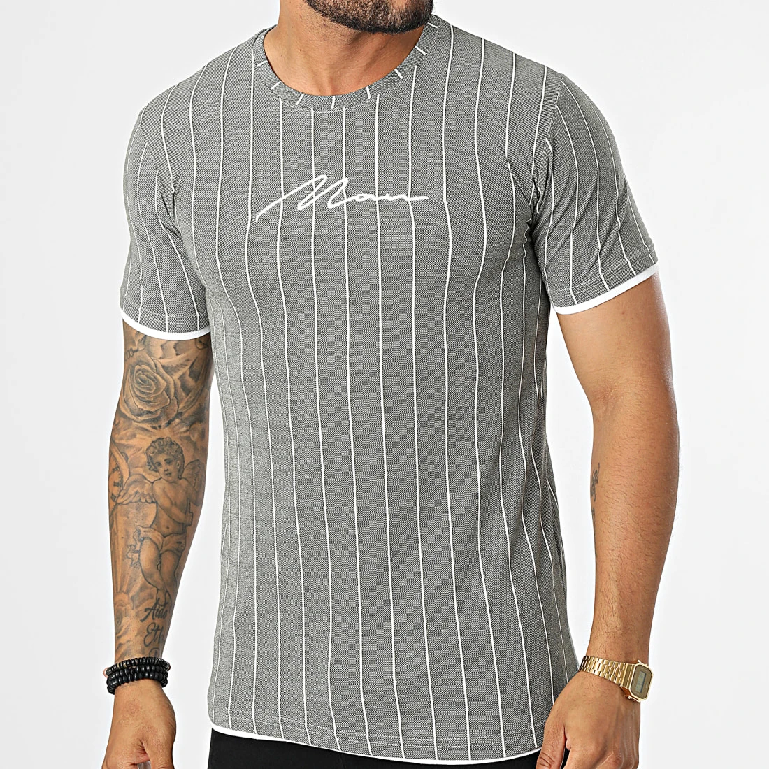 Meilleure vente 🧨 Tee Shirt A Rayures LM277 Vert Kaki Chiné de Classic Series ✔️ 3 Meilleure vente 🧨 Tee Shirt A Rayures LM277 Vert Kaki Chiné de Classic Series ✔️