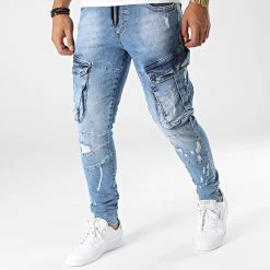 Tout neuf 🛒 Pantalon Cargo 15479 Bleu Denim de Classic Series 👍