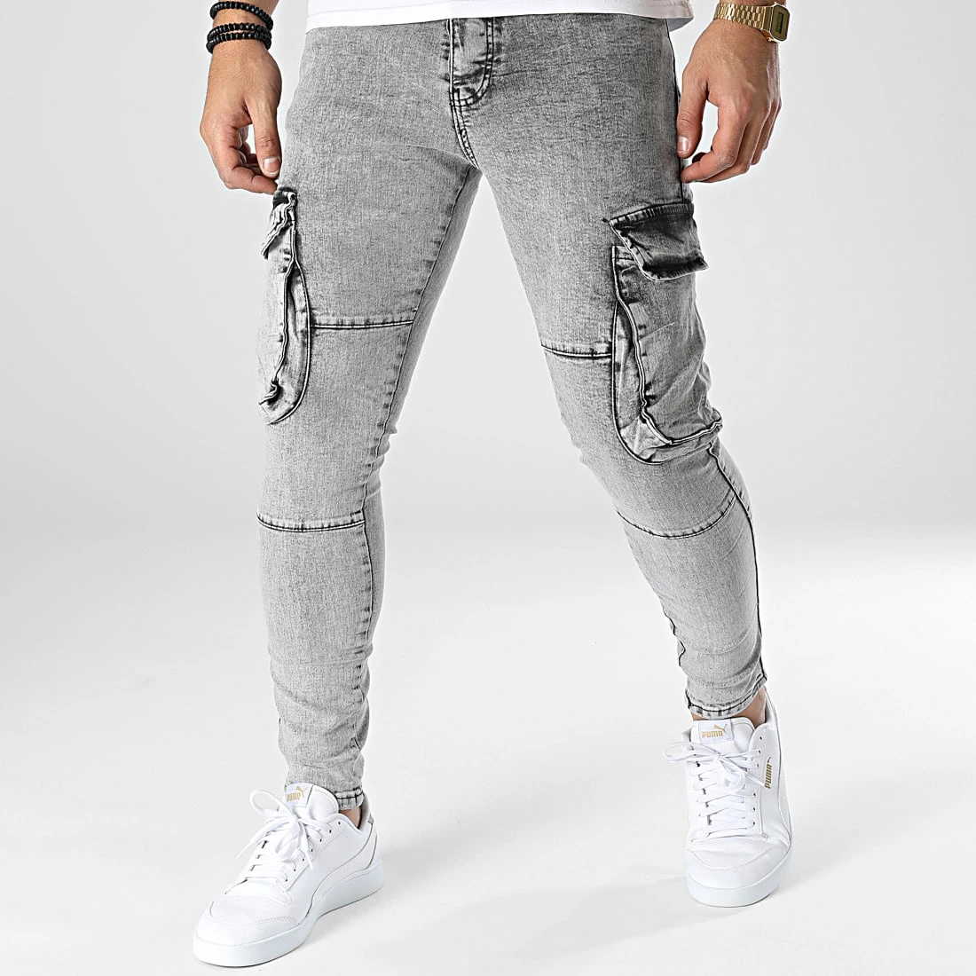 Meilleure vente 😍 Jean Slim Cargo 15357 Gris de Classic Series ✨ 3 Meilleure vente 😍 Jean Slim Cargo 15357 Gris de Classic Series ✨