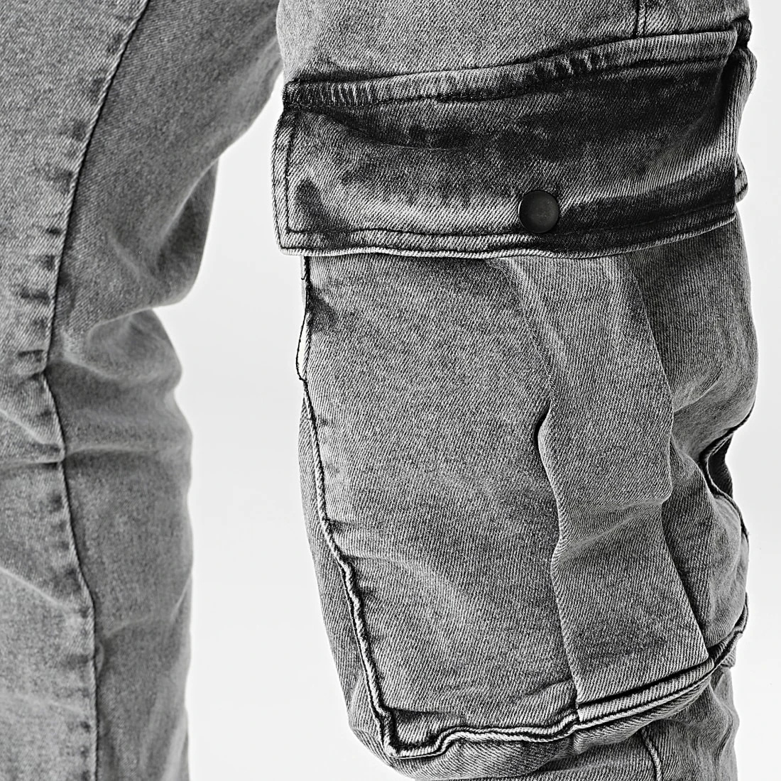 Le moins cher 👏 Pantalon Cargo Denim 15144 Gris Chiné de Classic Series 🎁 4 Le moins cher 👏 Pantalon Cargo Denim 15144 Gris Chiné de Classic Series 🎁 – Image 2