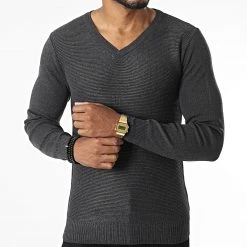 Acheter ⌛ Pull Col V G1812 Gris Anthracite de Classic Series ❤️ -Classic Series Soldes classic series 332017 G1812 DARK GREY 20220811T152524 03