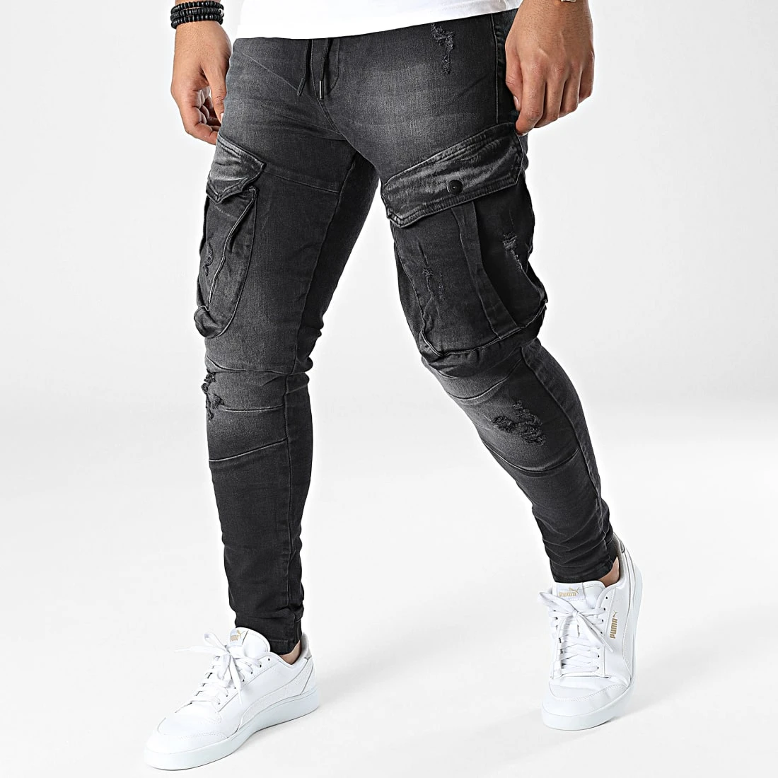 Promo 😍 Pantalon Cargo Skinny 13437 Gris Anthracite de Classic Series ❤️ 3 Promo 😍 Pantalon Cargo Skinny 13437 Gris Anthracite de Classic Series ❤️