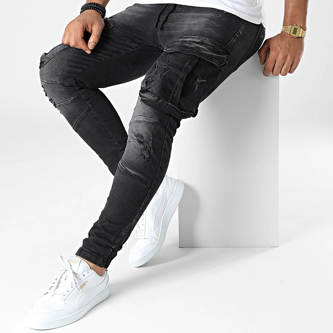 Promo 😍 Pantalon Cargo Skinny 13437 Gris Anthracite de Classic Series ❤️ 5 Promo 😍 Pantalon Cargo Skinny 13437 Gris Anthracite de Classic Series ❤️ – Image 3