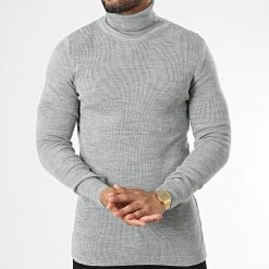 Budget ⭐ Pull Col Roulé 1406 Gris Chiné de Classic Series 😀 -Classic Series Soldes classic series 334665 1406 GREY 20220902T162012 03