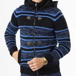 Budget 🎁 Gilet Zippé Capuche 3000 Noir Bleu Clair de Classic Series ✨