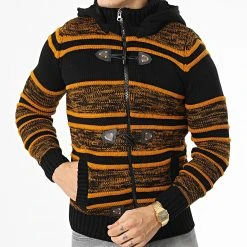 Offres 🎁 Gilet Zippé Capuche 3000 Noir Orange de Classic Series ✨