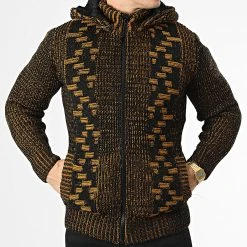 Meilleure affaire ❤️ Gilet Zippé Capuche 3004 Noir Orange de Classic Series 🔔