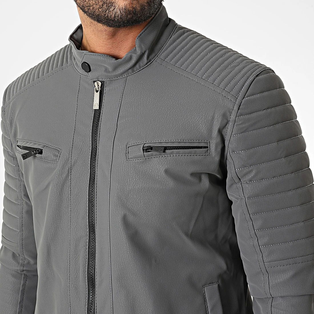 De gros ⭐ Veste Biker 117 Gris Anthracite de Classic Series 🤩 4 De gros ⭐ Veste Biker 117 Gris Anthracite de Classic Series 🤩 – Image 2