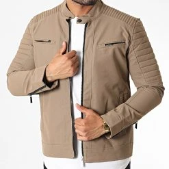 Meilleure affaire ⌛ Veste Biker 117 Marron Taupe de Classic Series ✨
