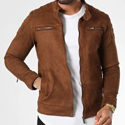 Meilleure vente 🤩 Veste Biker Suédine 506 Marron de Classic Series 🎉 -Classic Series Soldes classic series 336574 506 KAHVE 20220915T144644 03