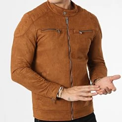 Vente flash ❤️ Veste Biker Suédine 506 Camel de Classic Series 😀 -Classic Series Soldes classic series 336575 506 TABA 20220912T155713 03
