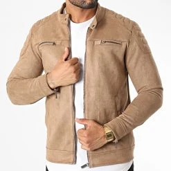 Top 10 😉 Veste Biker Suédine 506 Beige Foncé de Classic Series 🥰