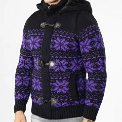 Meilleur prix ❤️ Gilet Capuche 3001 Bleu Marine Violet de Classic Series ❤️