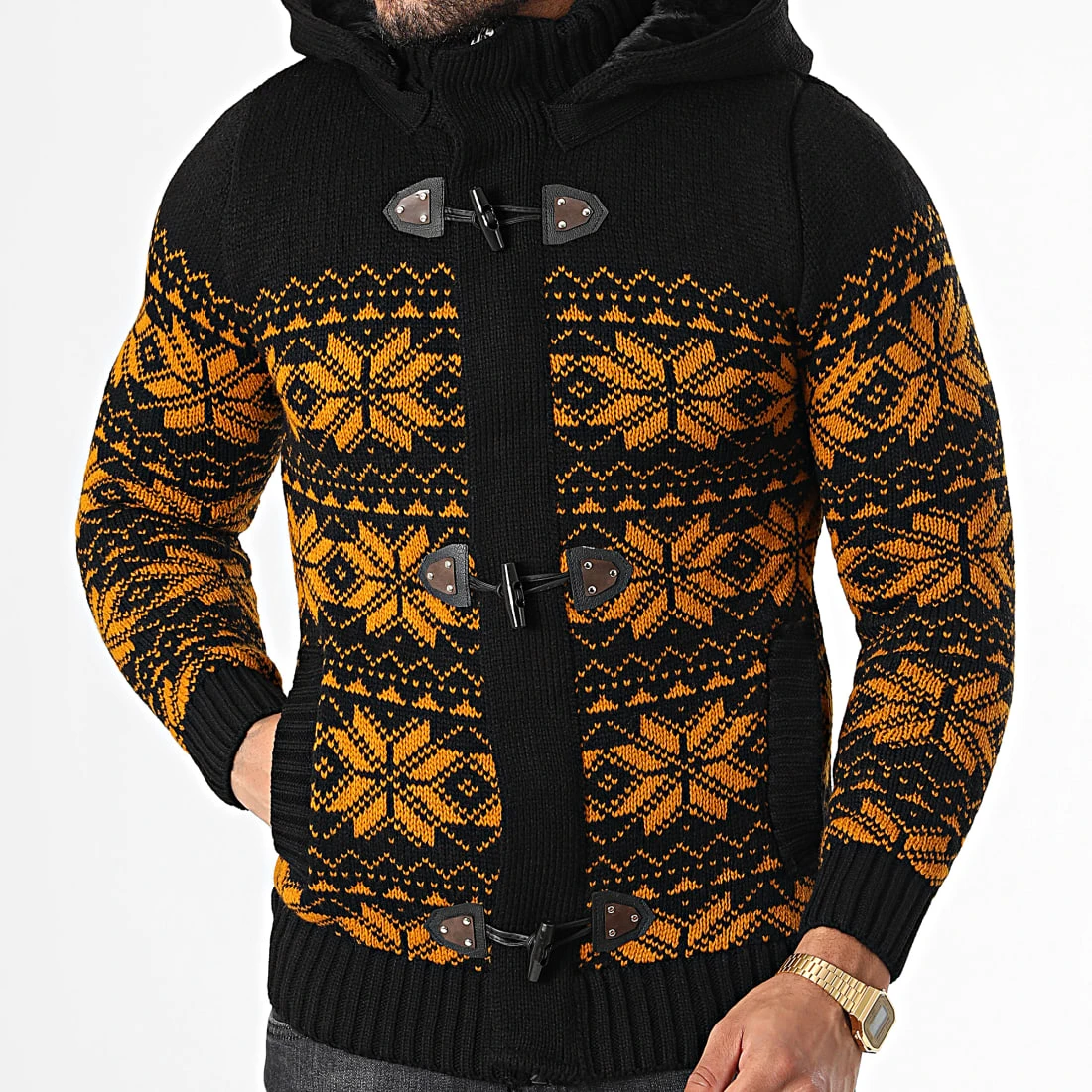 Vente flash ✨ Gilet Capuche 3001 Noir Jaune Moutarde de Classic Series 👏 5 Vente flash ✨ Gilet Capuche 3001 Noir Jaune Moutarde de Classic Series 👏 – Image 3