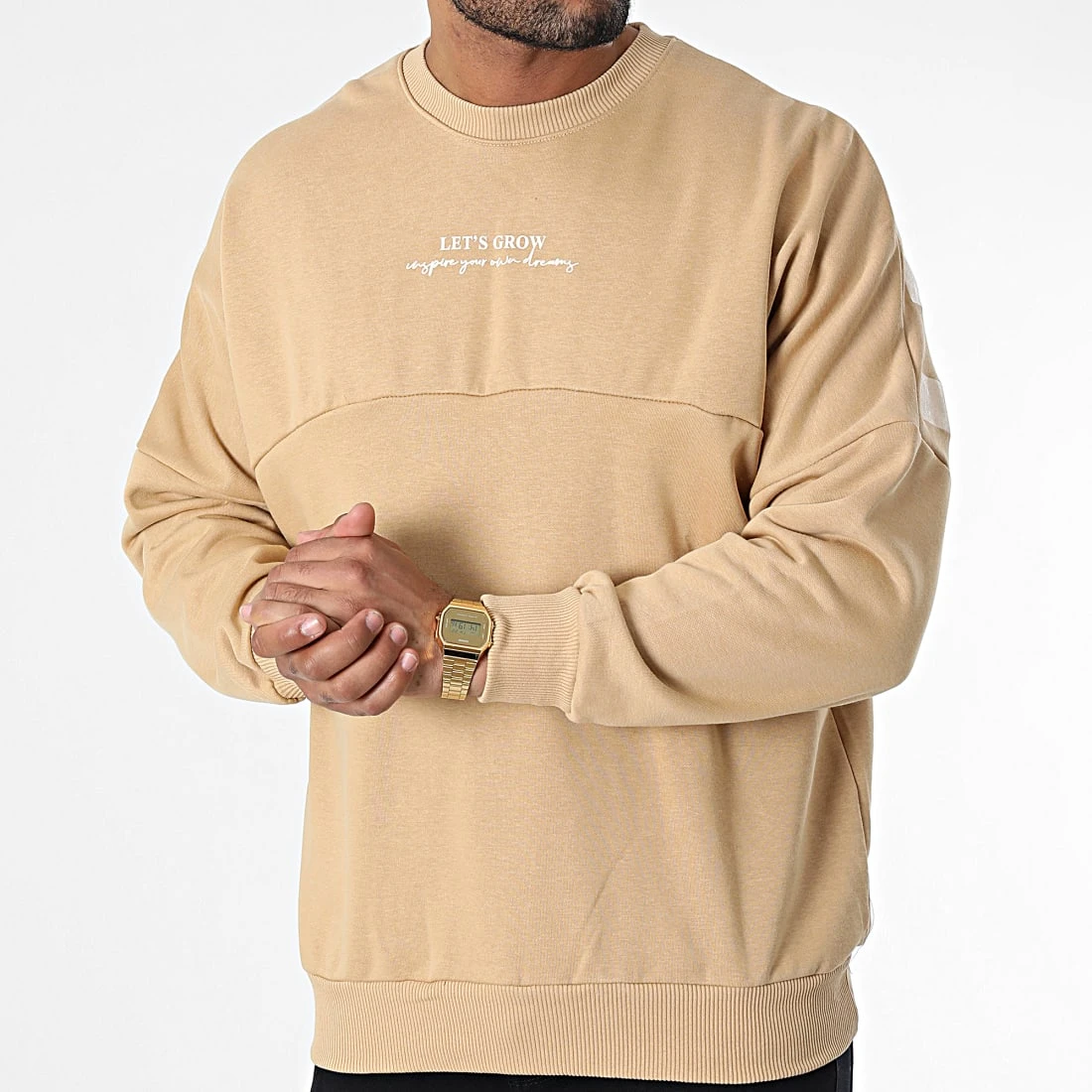 Remise 😀 Sweat Crewneck 22-K053 Beige de Classic Series 🧨 5 Remise 😀 Sweat Crewneck 22-K053 Beige de Classic Series 🧨 – Image 3