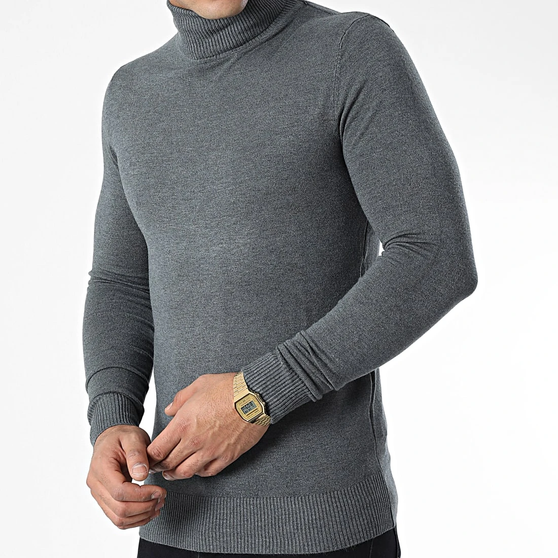 Promo 👍 Pull Col Roulé J663 Gris Chiné de Classic Series 🔔 5 Promo 👍 Pull Col Roulé J663 Gris Chiné de Classic Series 🔔 – Image 3