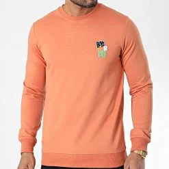 Bon marché ⌛ Sweat Crewneck 9058 Orange de Classic Series 🌟